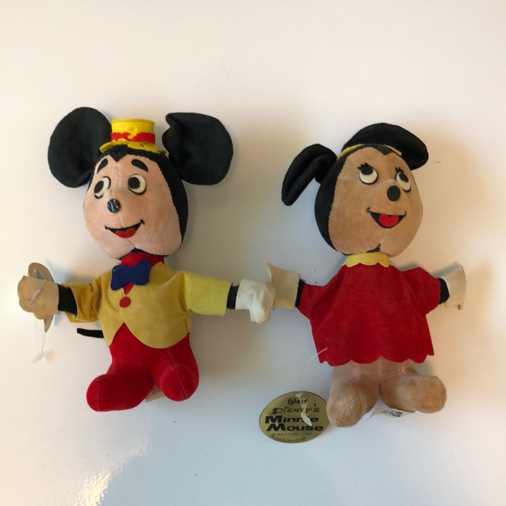 Vintage 1966 Mickey Mouse and Minnie Mouse Plush Set